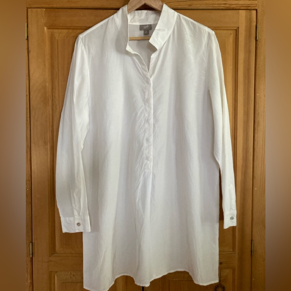 J. Jill White Long Tunic Silk Shirt